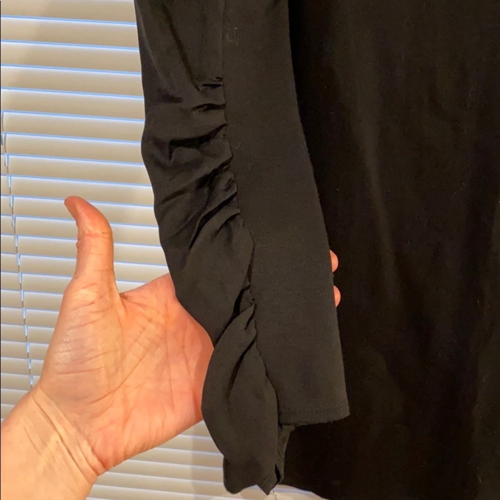 Alice+Olivia Black Rouched Long Sleeve Mini Dress - Picture 2 of 6